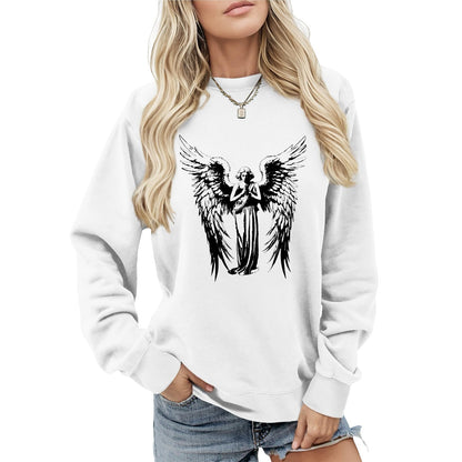 LOAIHA Womens Boho Western Skull Graphic Sweatshirt Long Sleeve Crewneck Pullover White Cotton Blend Casual Streetwear Top