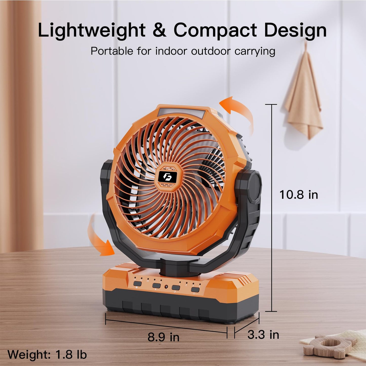 FRIZCOL 3-in-1 Camping Fan - Portable Fans Rechargeable - 24000mAh Battery Powered Fan with Light & Remote for Indoor, Outdoor, Tent, Travel, Fishing, Jobsite, Gifts for Men Dad Him - Green