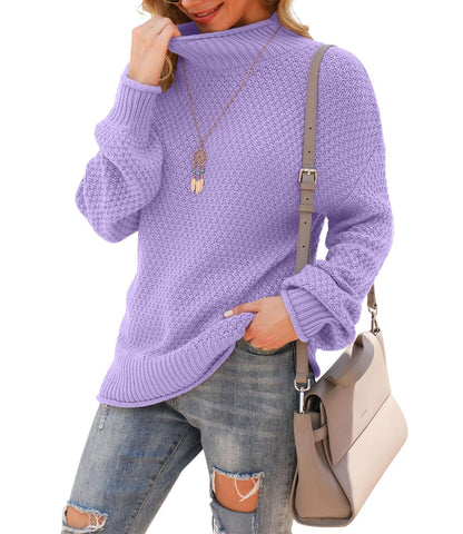 Jouica Women's Turtleneck Oversized Sweaters Batwing Long Sleeve Pullover Loose Chunky Knit Jumper