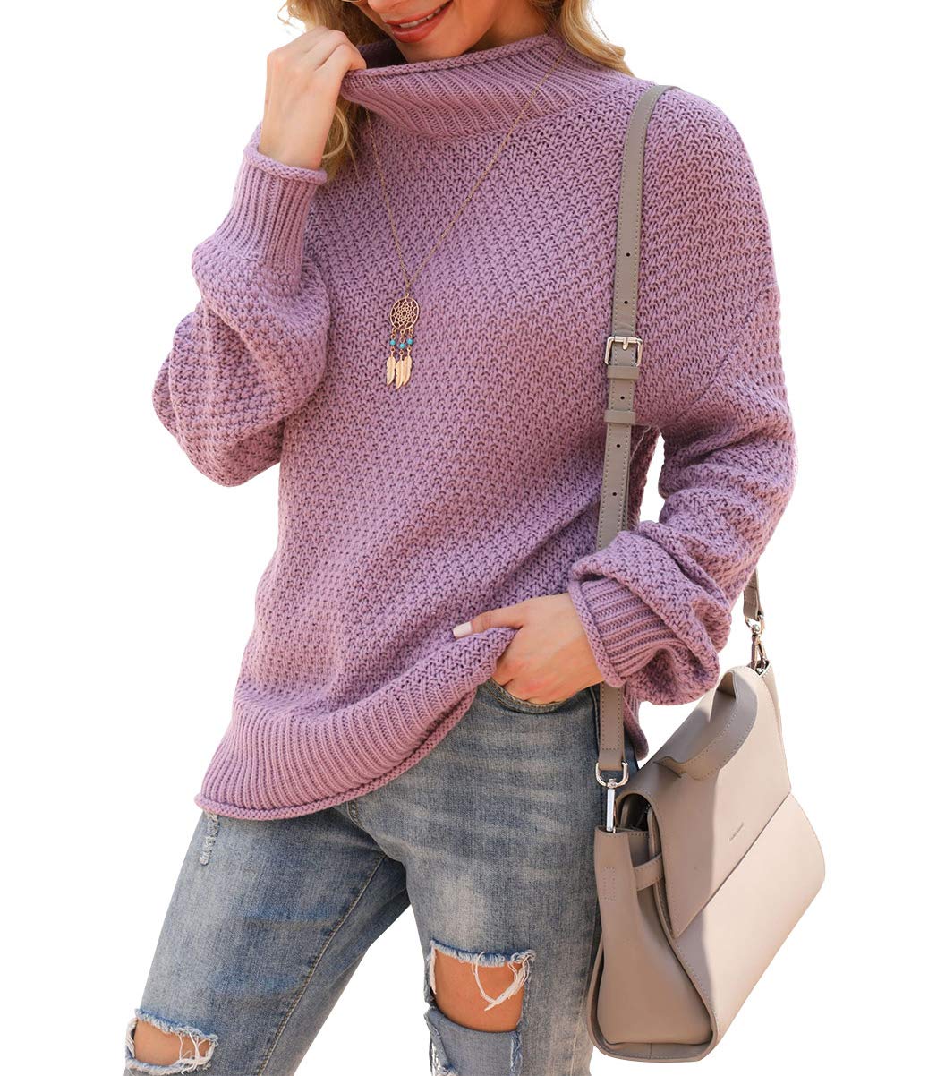 Jouica Women's Turtleneck Oversized Sweaters Batwing Long Sleeve Pullover Loose Chunky Knit Jumper
