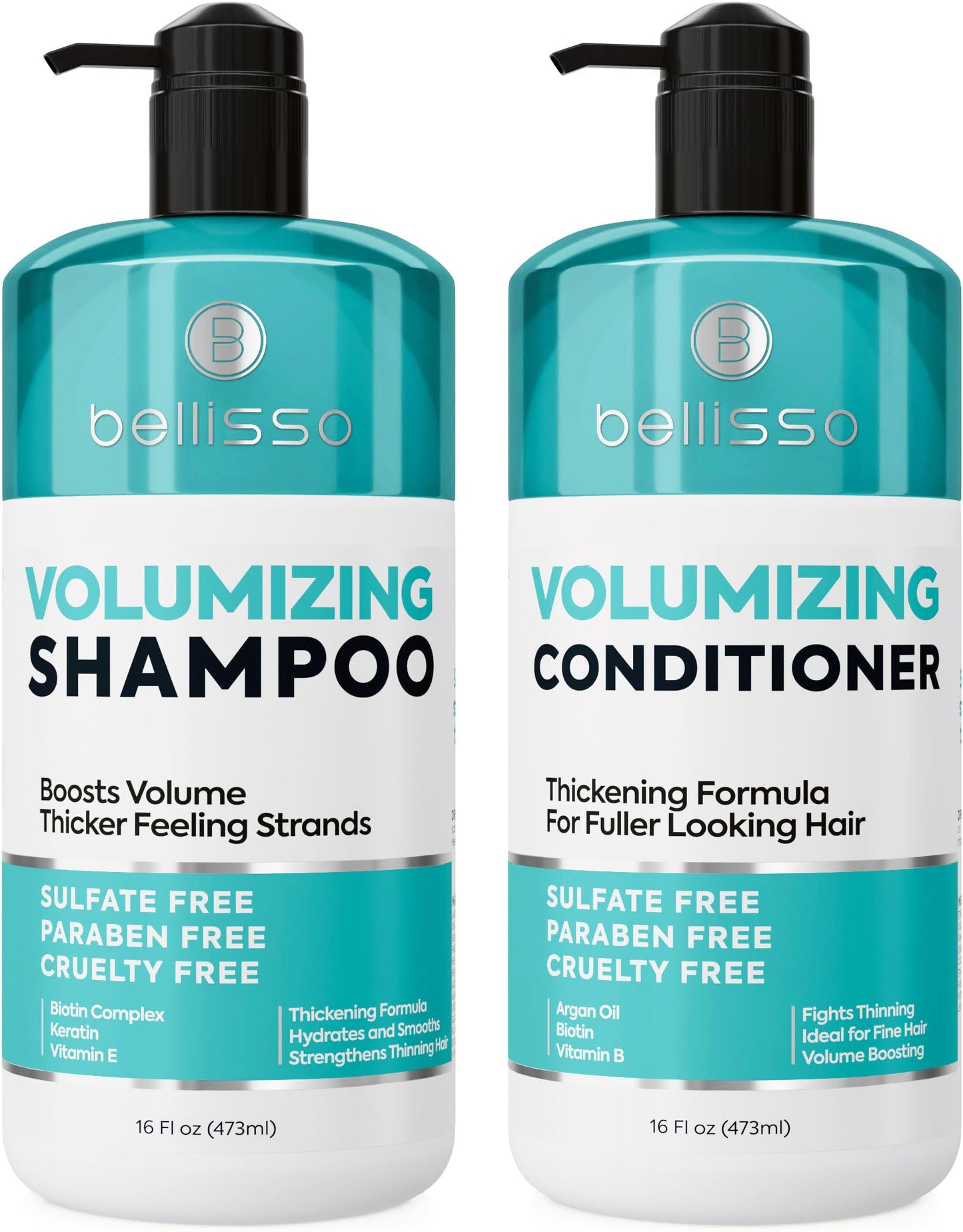 Biotin Shampoo and Conditioner Set - Sulfate and Paraben Free Treatment for Men and Women - Hair Thickening Volumizing Products to Help Boost Thinning Hair with Added Keratin