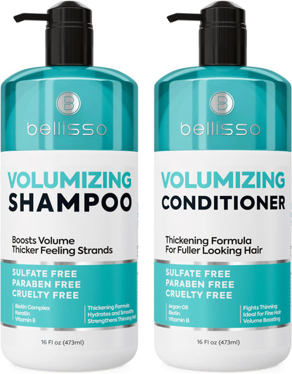 Biotin Shampoo and Conditioner Set - Sulfate and Paraben Free Treatment for Men and Women - Hair Thickening Volumizing Products to Help Boost Thinning Hair with Added Keratin