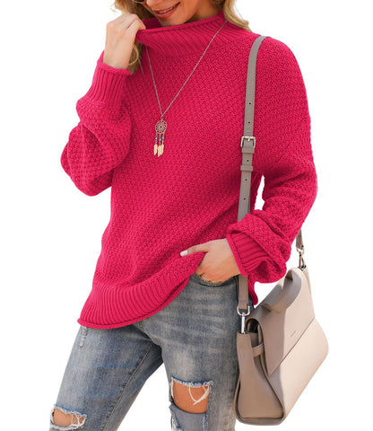 Jouica Women's Turtleneck Oversized Sweaters Batwing Long Sleeve Pullover Loose Chunky Knit Jumper