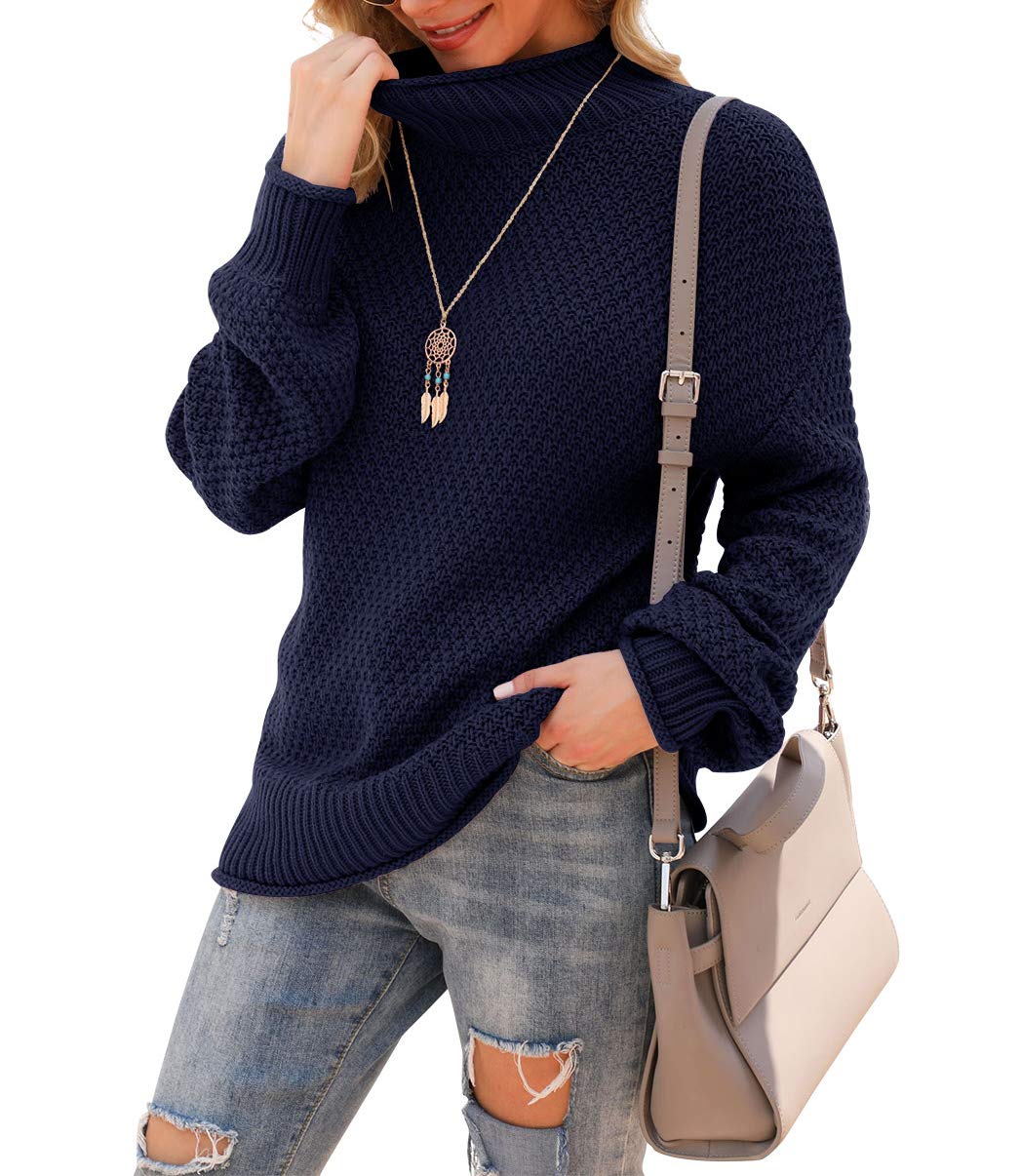 Jouica Women's Turtleneck Oversized Sweaters Batwing Long Sleeve Pullover Loose Chunky Knit Jumper