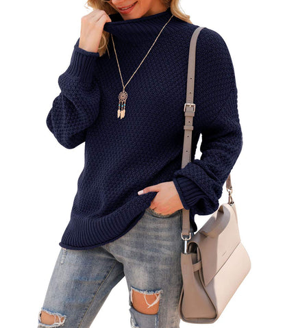 Jouica Women's Turtleneck Oversized Sweaters Batwing Long Sleeve Pullover Loose Chunky Knit Jumper