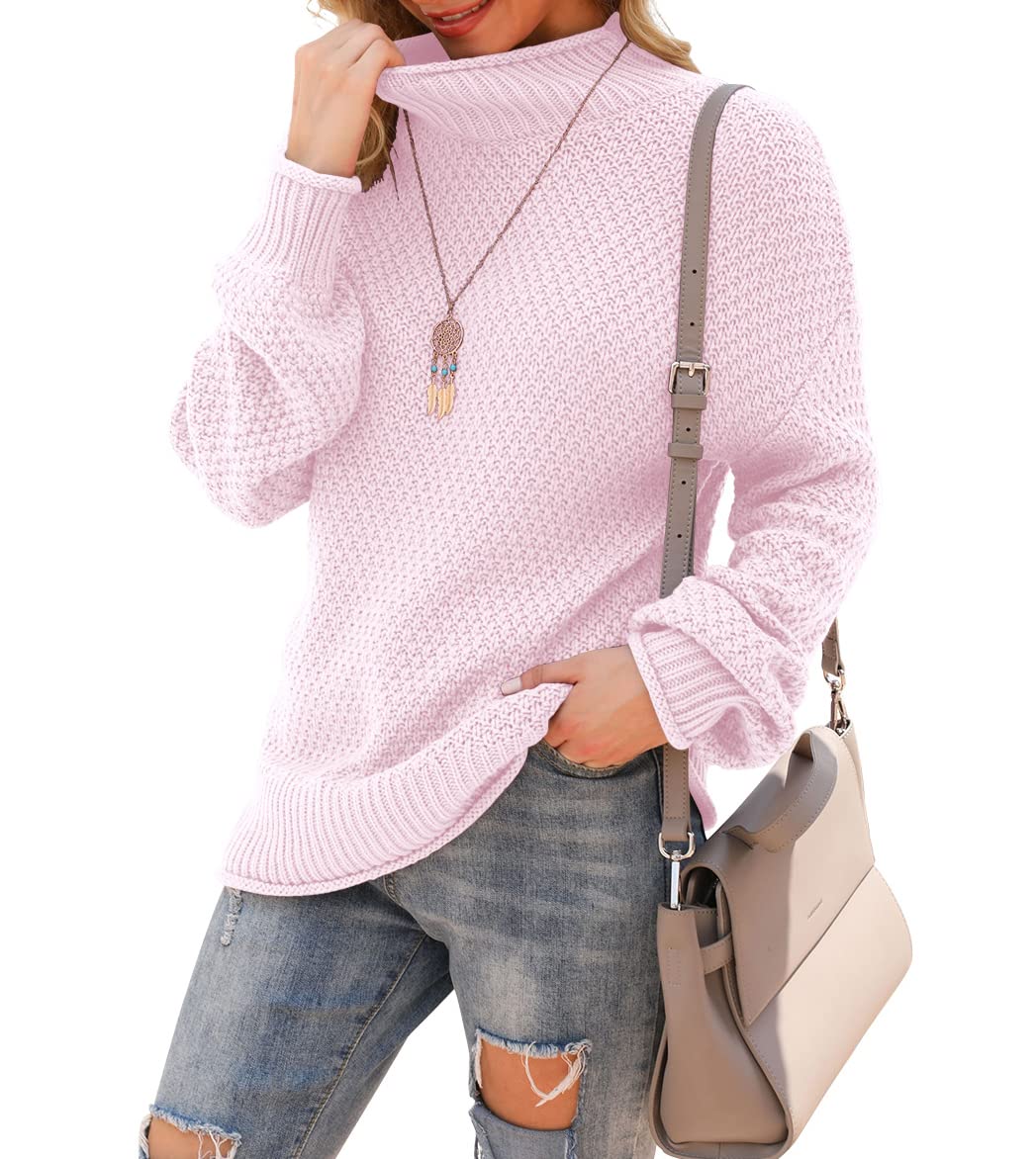 Jouica Women's Turtleneck Oversized Sweaters Batwing Long Sleeve Pullover Loose Chunky Knit Jumper