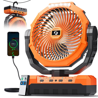 FRIZCOL 3-in-1 Camping Fan - Portable Fans Rechargeable - 24000mAh Battery Powered Fan with Light & Remote for Indoor, Outdoor, Tent, Travel, Fishing, Jobsite, Gifts for Men Dad Him - Green