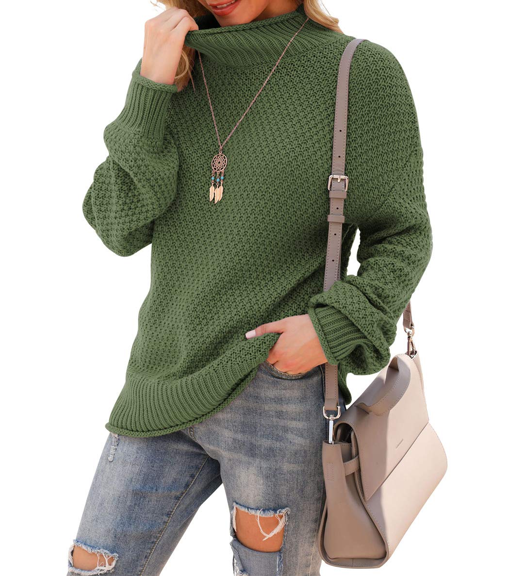 Jouica Women's Turtleneck Oversized Sweaters Batwing Long Sleeve Pullover Loose Chunky Knit Jumper