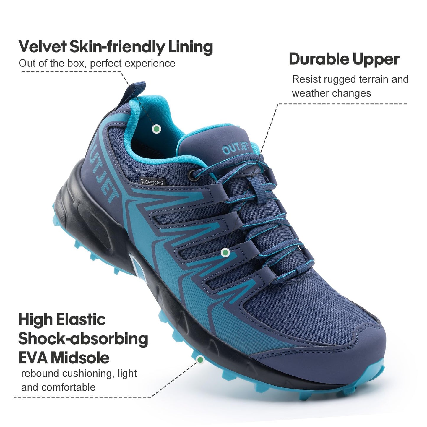 Women's Waterproof Hiking Shoes Lightweight Non-Slip Trails Walking Shoes Outdoor Sneakers