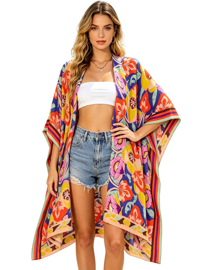 Breezy Lane Women's Kimono Cardigan Summer Swimsuit Coverups Beach Cover Up with Floral Print for Vacation