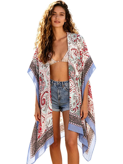 Breezy Lane Women's Kimono Cardigan Summer Swimsuit Coverups Beach Cover Up with Floral Print for Vacation