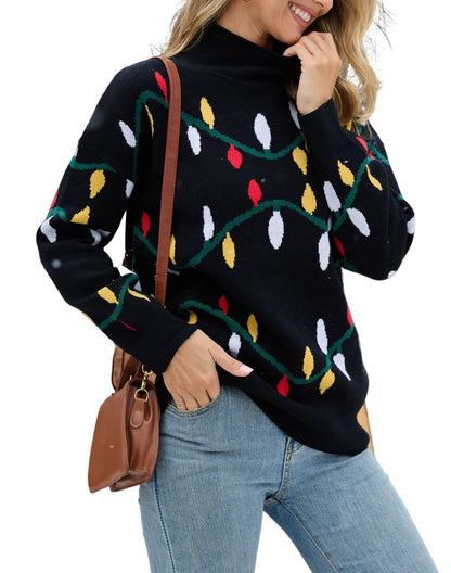 Jouica Women's Turtleneck Oversized Sweaters Batwing Long Sleeve Pullover Loose Chunky Knit Jumper