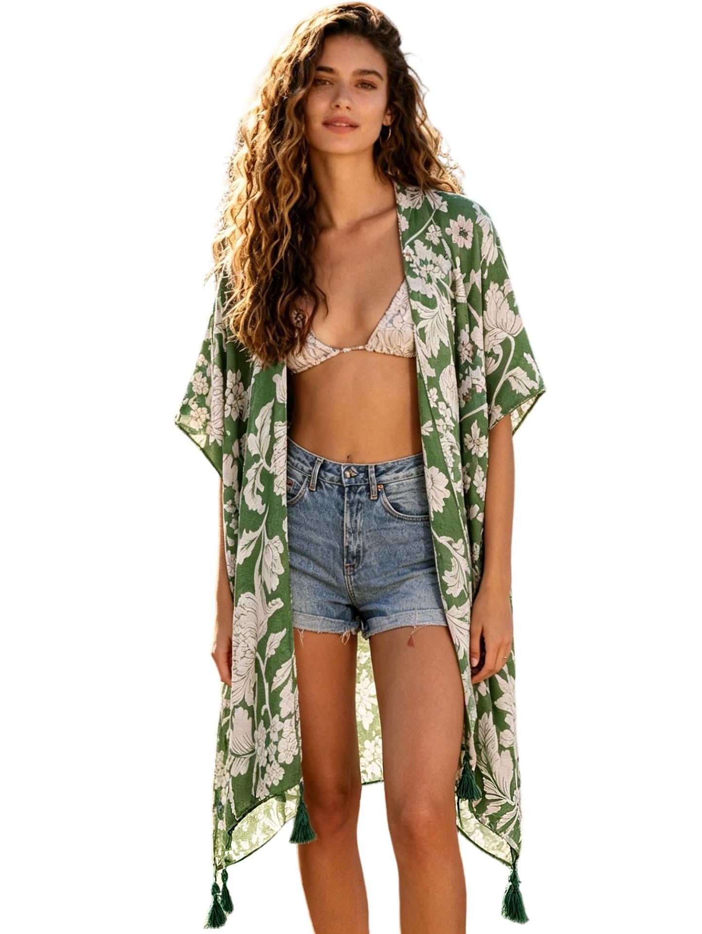 Breezy Lane Women's Kimono Cardigan Summer Swimsuit Coverups Beach Cover Up with Floral Print for Vacation