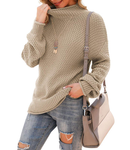Jouica Women's Turtleneck Oversized Sweaters Batwing Long Sleeve Pullover Loose Chunky Knit Jumper