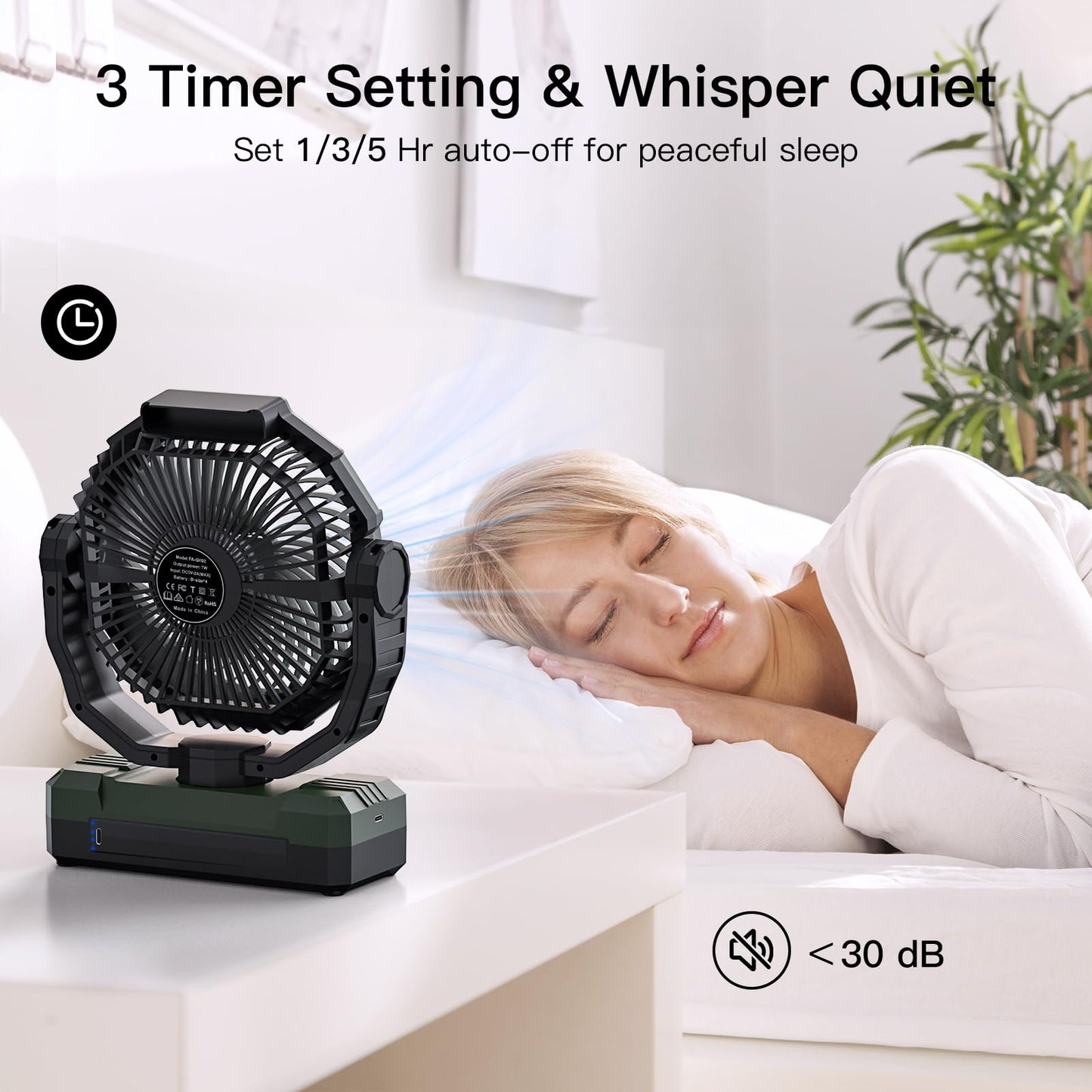 FRIZCOL 3-in-1 Camping Fan - Portable Fans Rechargeable - 24000mAh Battery Powered Fan with Light & Remote for Indoor, Outdoor, Tent, Travel, Fishing, Jobsite, Gifts for Men Dad Him - Green