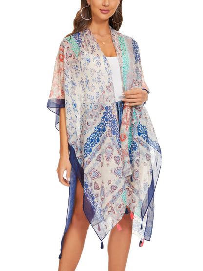 Breezy Lane Women's Kimono Cardigan Summer Swimsuit Coverups Beach Cover Up with Floral Print for Vacation