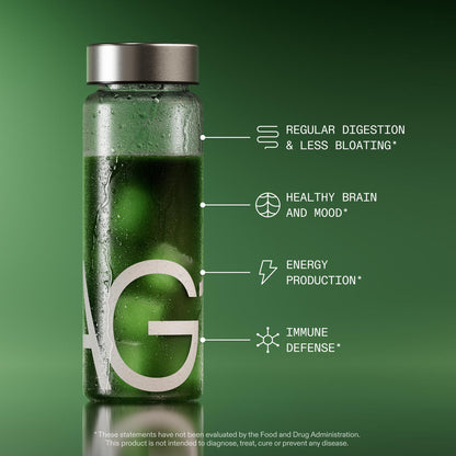 AG1 Greens Powder Supplement | Improve Gut Health | Multivitamin, Probiotic, Gluten Free, Vegan and Keto Friendly | Shaker & Scoop Included | 75 Vitamins (Athletic Greens), Classic Formula
