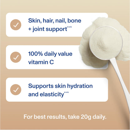 Vital Proteins Collagen Peptides Powder Advanced with Hyaluronic Acid & Vitamin C, 20oz Collagen Protein, Unflavored, 27 Servings