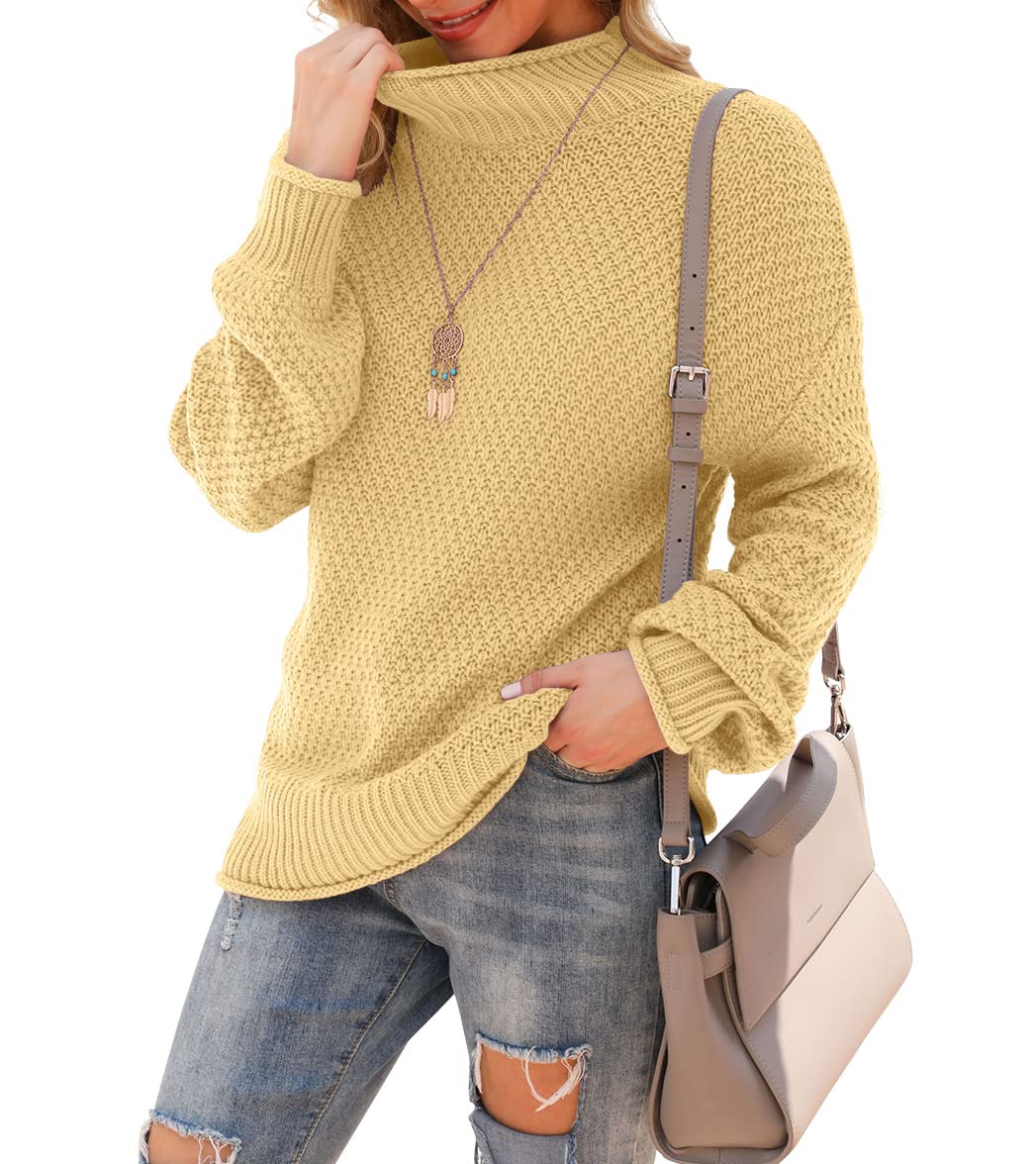 Jouica Women's Turtleneck Oversized Sweaters Batwing Long Sleeve Pullover Loose Chunky Knit Jumper