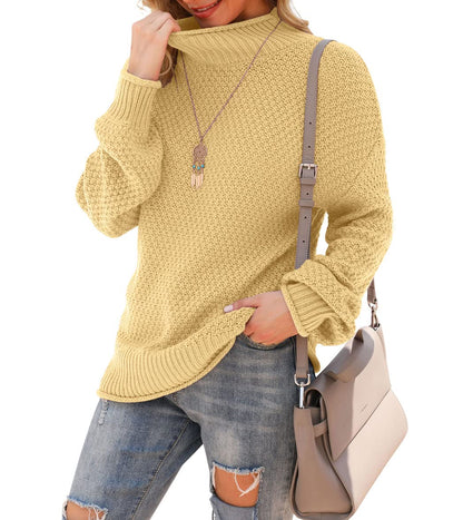Jouica Women's Turtleneck Oversized Sweaters Batwing Long Sleeve Pullover Loose Chunky Knit Jumper