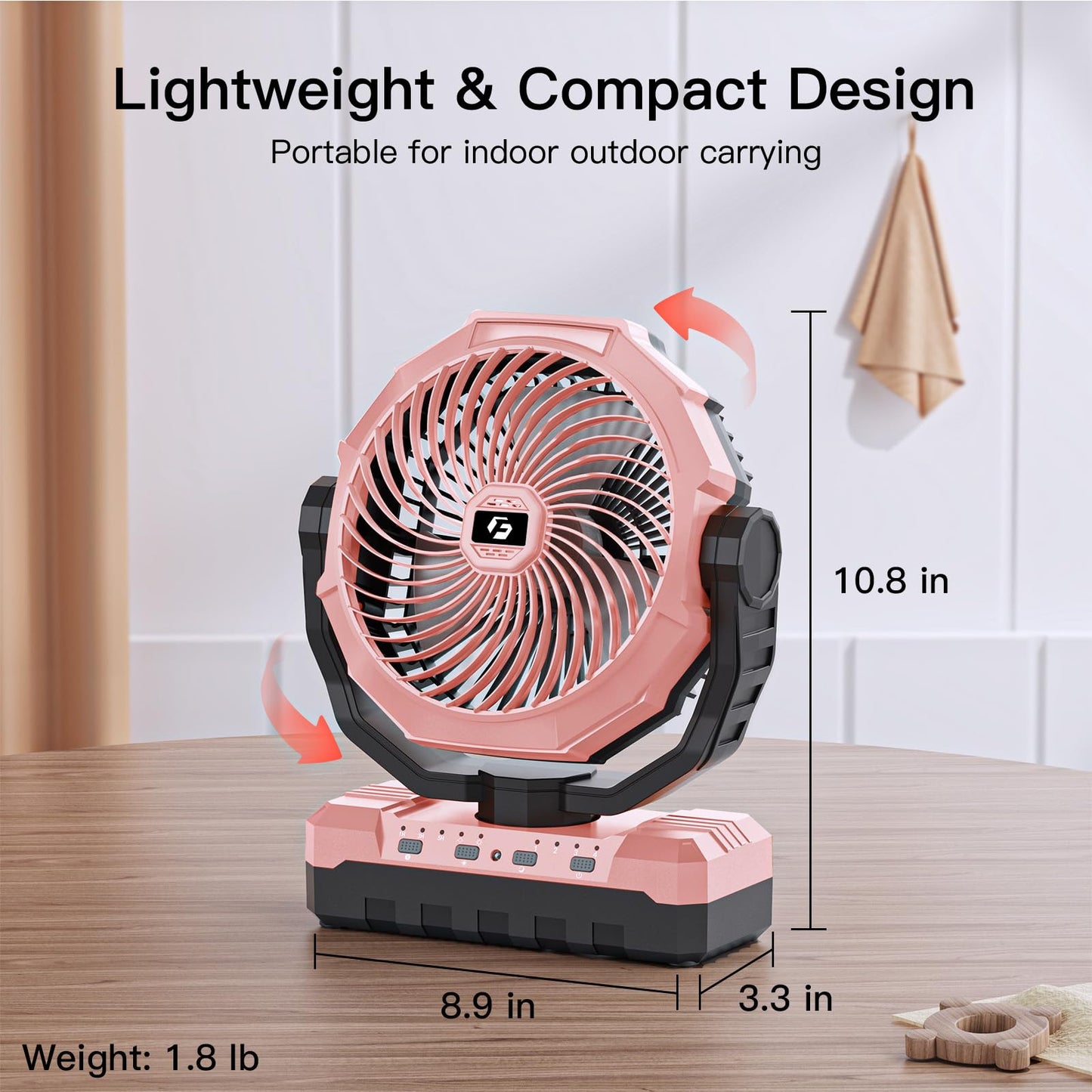 FRIZCOL 3-in-1 Camping Fan - Portable Fans Rechargeable - 24000mAh Battery Powered Fan with Light & Remote for Indoor, Outdoor, Tent, Travel, Fishing, Jobsite, Gifts for Men Dad Him - Green