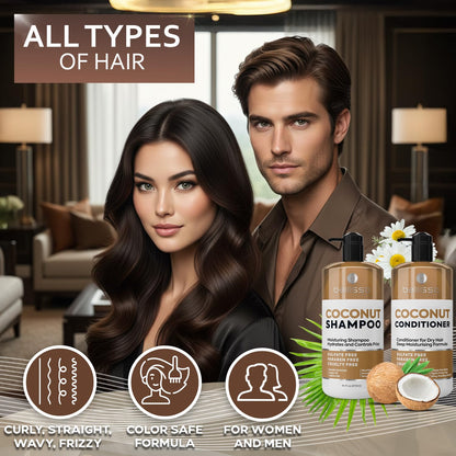Biotin Shampoo and Conditioner Set - Sulfate and Paraben Free Treatment for Men and Women - Hair Thickening Volumizing Products to Help Boost Thinning Hair with Added Keratin