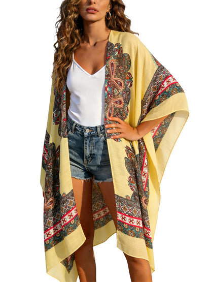 Breezy Lane Women's Kimono Cardigan Summer Swimsuit Coverups Beach Cover Up with Floral Print for Vacation
