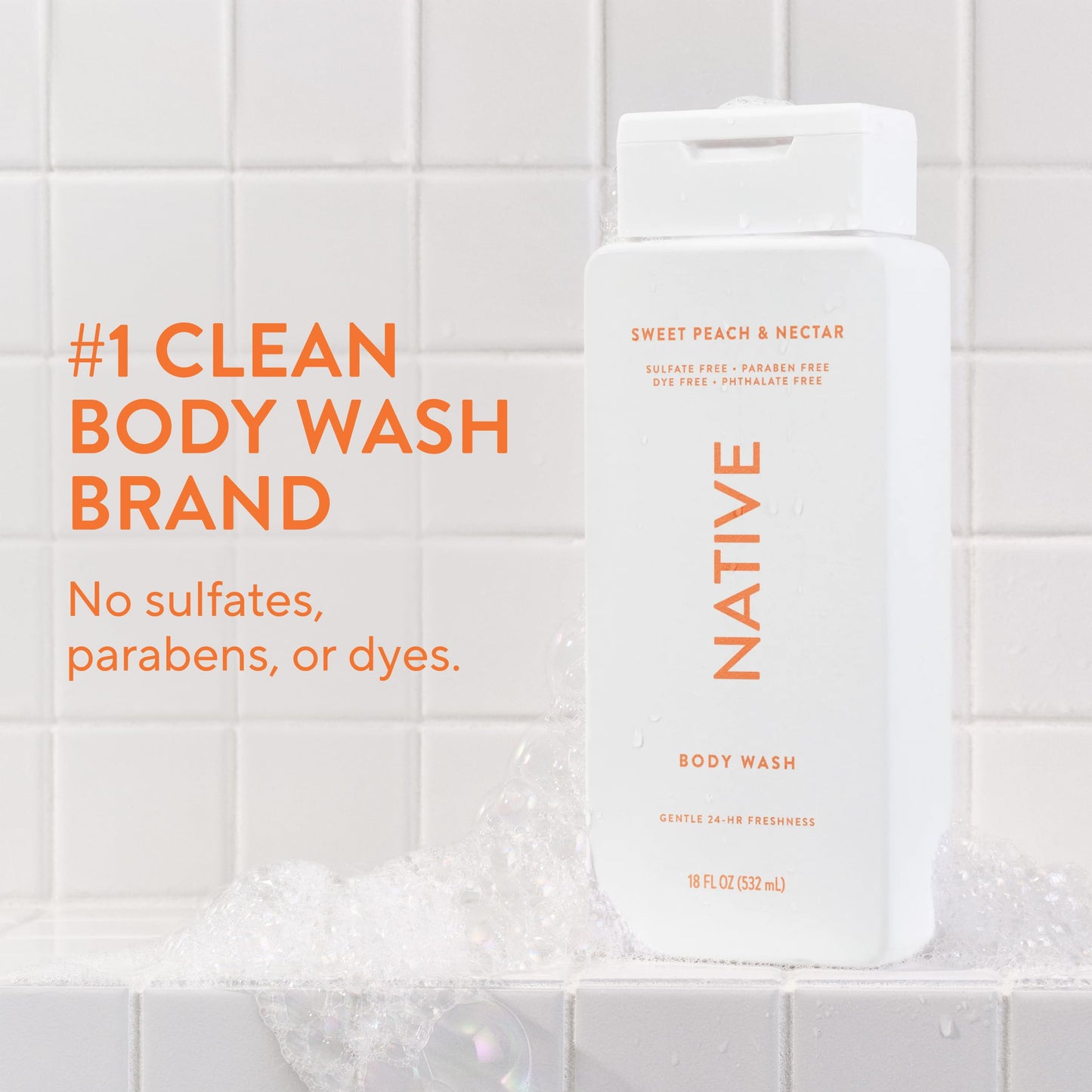 Native Body Wash Contains Naturally Derived Ingredients | For Women & Men, Sulfate, Paraben, & Dye Free Leaving Skin Soft and Hydrating | Sea Salt & Cedar 18 oz