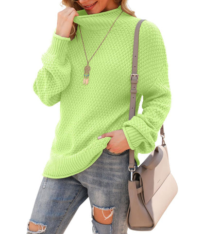 Jouica Women's Turtleneck Oversized Sweaters Batwing Long Sleeve Pullover Loose Chunky Knit Jumper