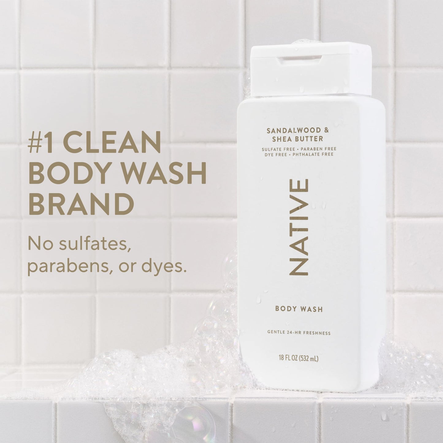 Native Body Wash Contains Naturally Derived Ingredients | For Women & Men, Sulfate, Paraben, & Dye Free Leaving Skin Soft and Hydrating | Sea Salt & Cedar 18 oz