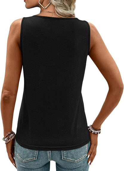 2 Pack Womens Tank Tops Summer Tank Tops for 2026 Cut Out Ring Keyhole Neck Sleeveless Fashion Cute Tee Shirts Clothes