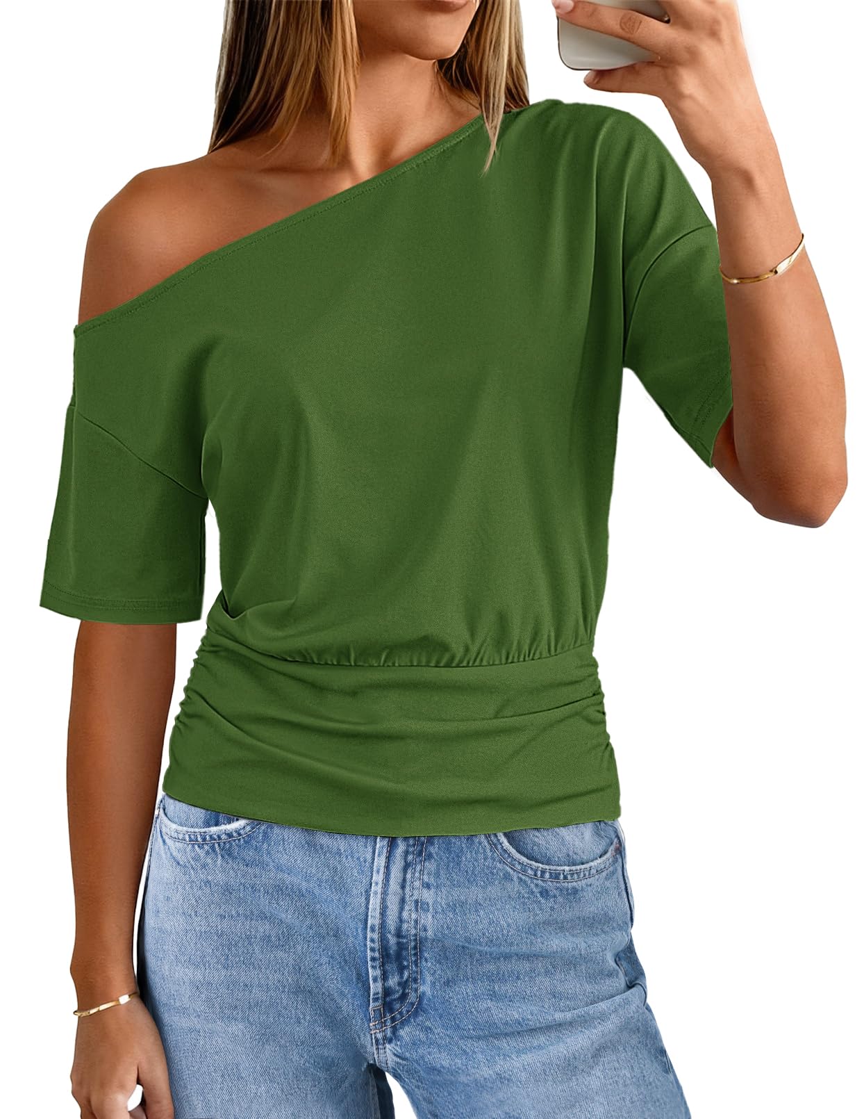 MEROKEETY Women's Off The Shoulder Short Sleeve Tops 2026 Summer Casual Going Out Trendy Y2k T Shirts