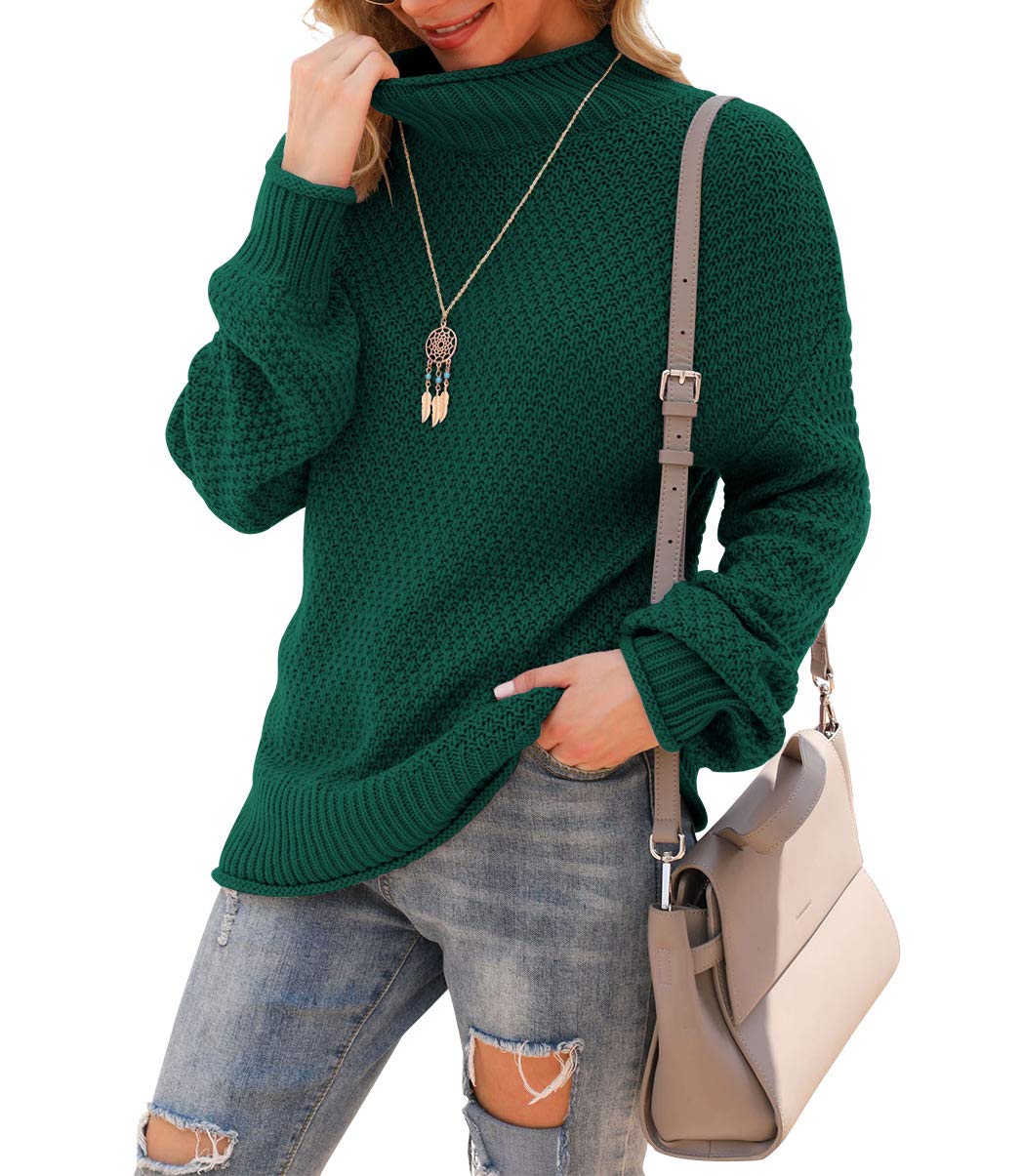Jouica Women's Turtleneck Oversized Sweaters Batwing Long Sleeve Pullover Loose Chunky Knit Jumper