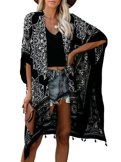 Breezy Lane Women's Kimono Cardigan Summer Swimsuit Coverups Beach Cover Up with Floral Print for Vacation