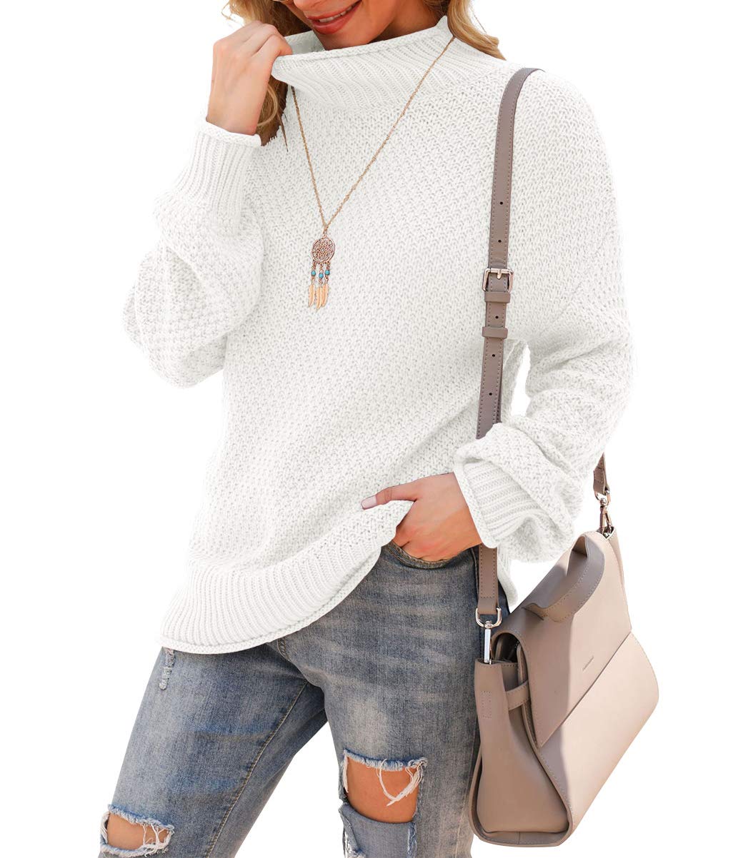 Jouica Women's Turtleneck Oversized Sweaters Batwing Long Sleeve Pullover Loose Chunky Knit Jumper