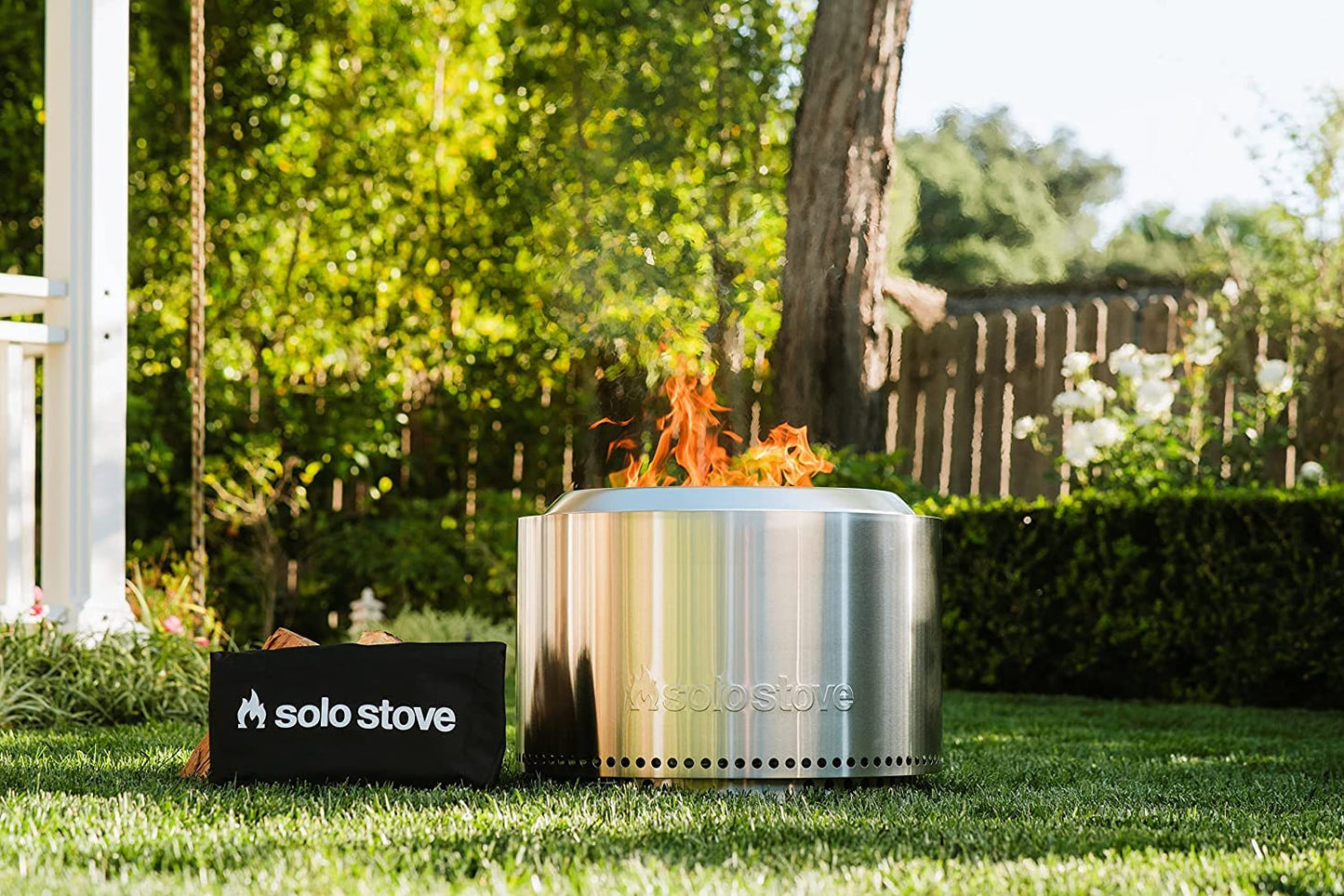 Solo Stove Yukon 27 Inch Smokeless Fire Pit with Removable Ash Pan - Wood Burning Portable Stainless Steel Outdoor Fireplace, Stainless Steel, Ideal for 6 or More People, 38 lbs