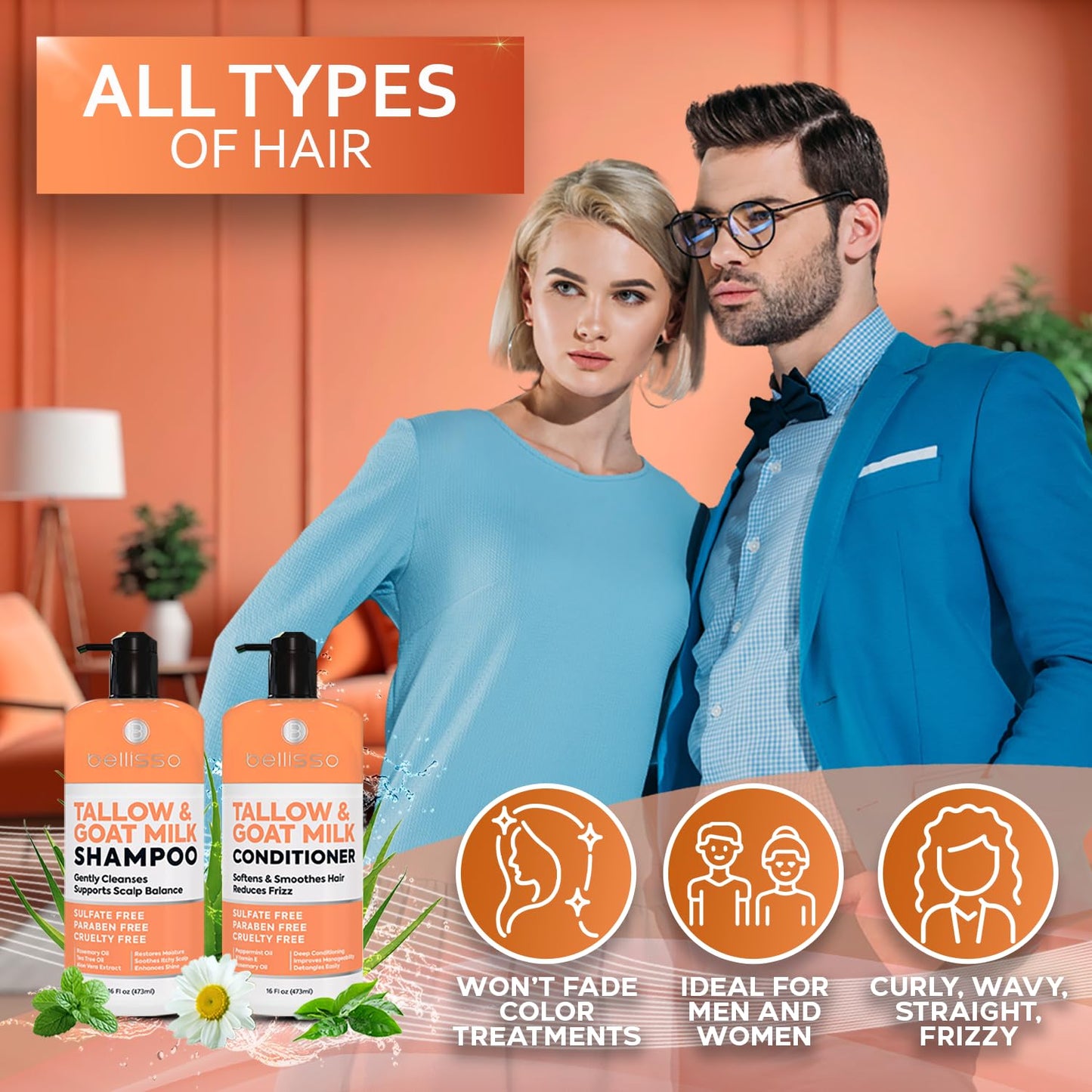 Biotin Shampoo and Conditioner Set - Sulfate and Paraben Free Treatment for Men and Women - Hair Thickening Volumizing Products to Help Boost Thinning Hair with Added Keratin