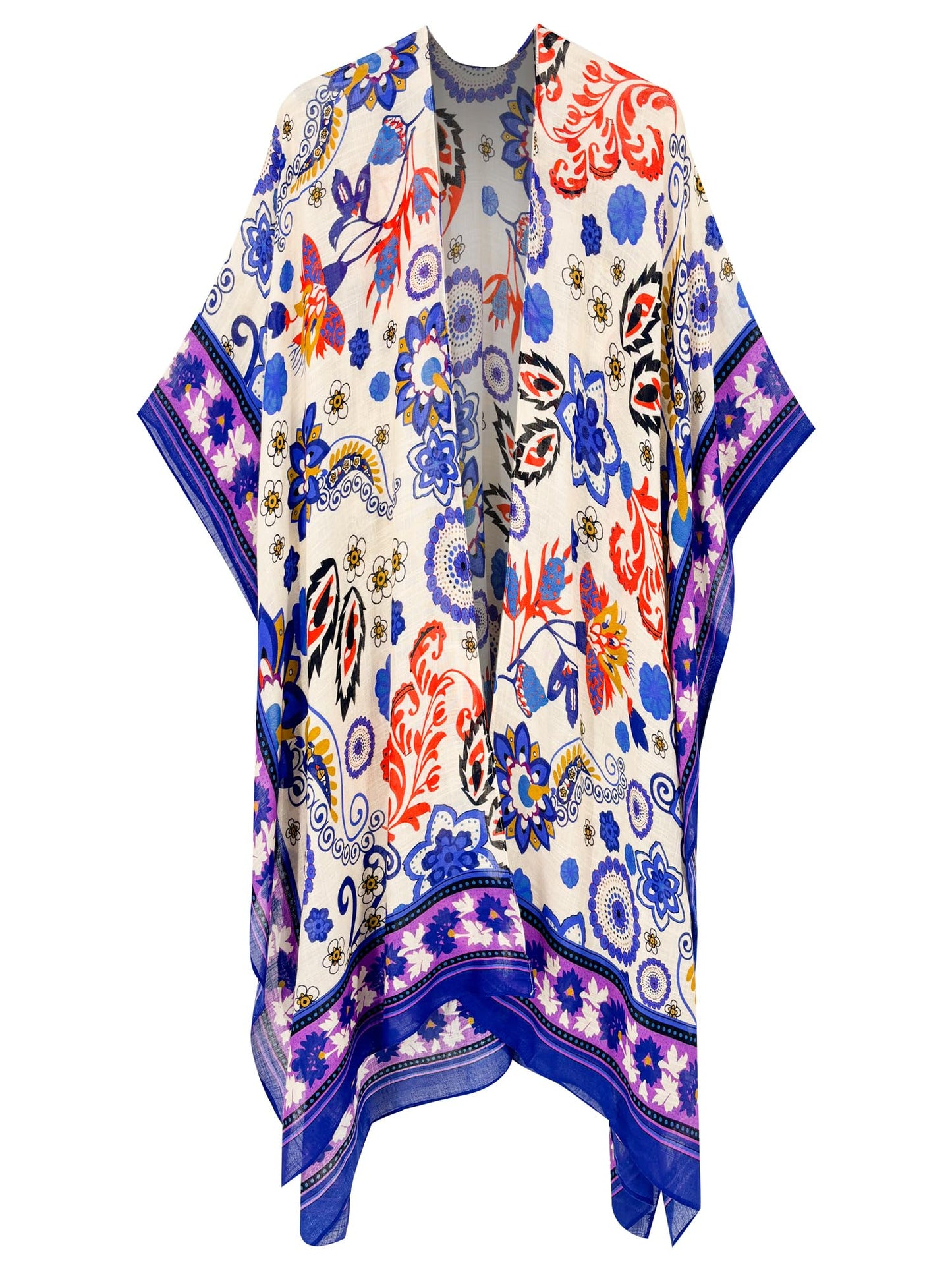 Breezy Lane Women's Kimono Cardigan Summer Swimsuit Coverups Beach Cover Up with Floral Print for Vacation