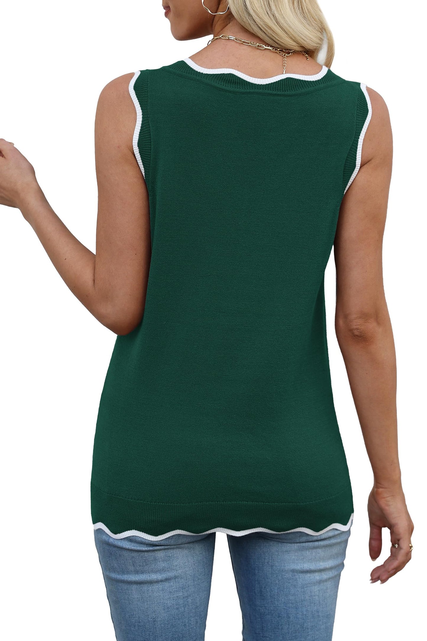 WIHOLL Tank Tops for Women Sleeveless Summer Tops Spring Fashion Lightweight Sweater Vest V Neck Business Casual Outfits
