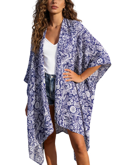 Breezy Lane Women's Kimono Cardigan Summer Swimsuit Coverups Beach Cover Up with Floral Print for Vacation