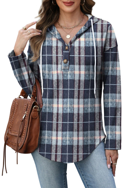 RUMIA Womens Tops V Neck Button Sweatshirt for Women Pullover Long Sleeve Shirts Fall Outfits 2025 Loose Fit S-3XL