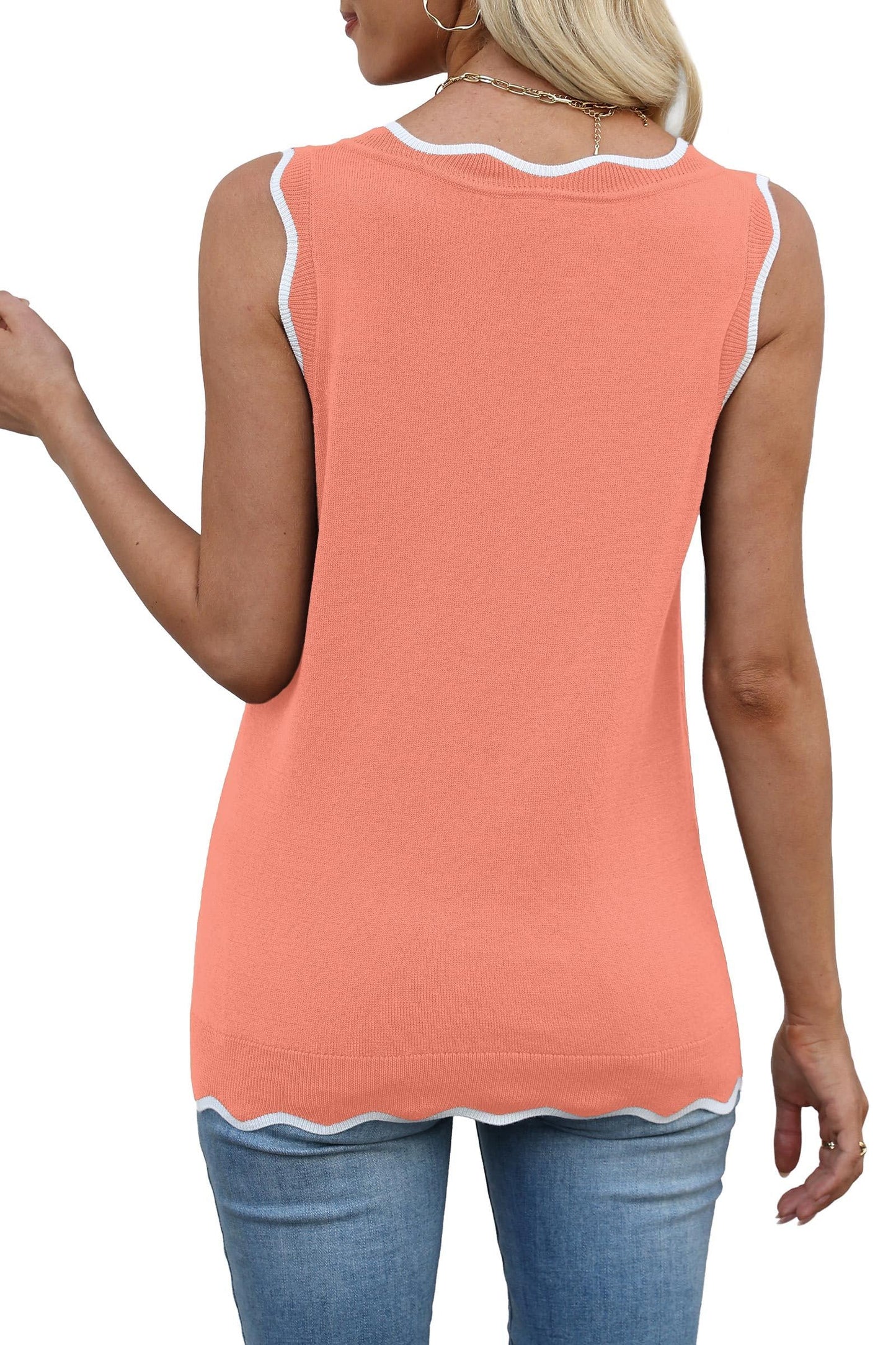 WIHOLL Tank Tops for Women Sleeveless Summer Tops Spring Fashion Lightweight Sweater Vest V Neck Business Casual Outfits