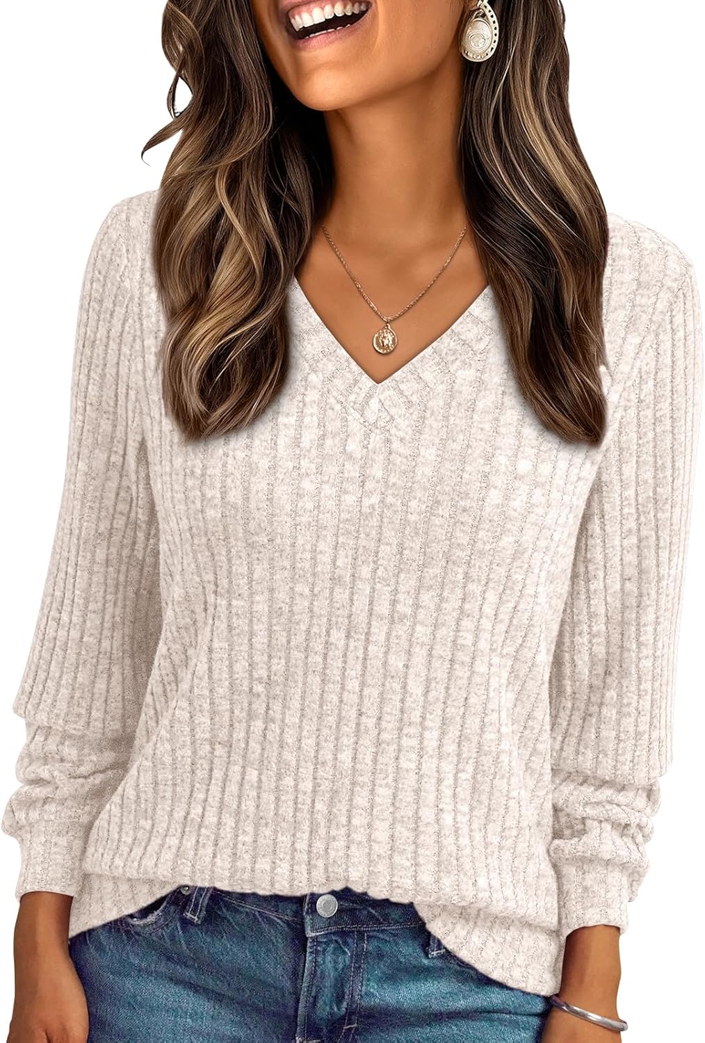 AUTOMET Womens V Neck Long Sleeve Shirt Fall Fashion Tops Tunic Dressy Casual Sweater Clothes Cute Trendy Work Outfits 2026