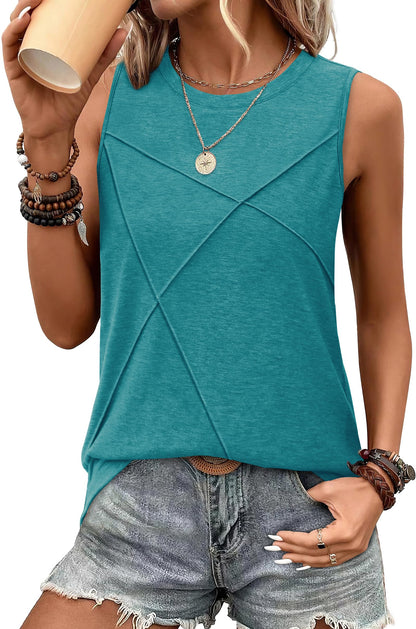WIHOLL Women's Sleeveless Summer Crewneck Loose Fit Tank Tops