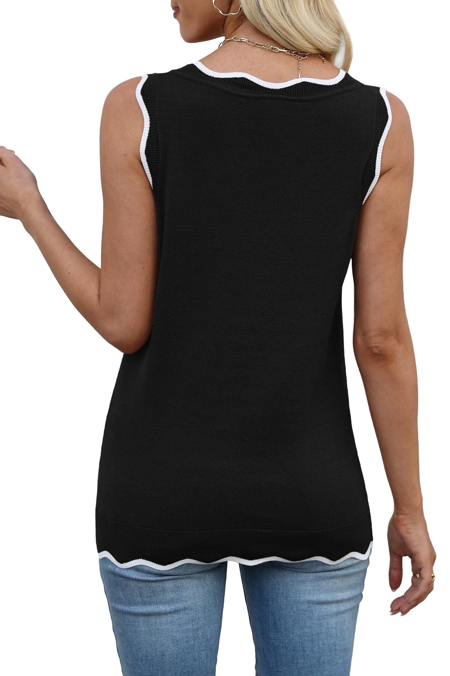 WIHOLL Tank Tops for Women Sleeveless Summer Tops Spring Fashion Lightweight Sweater Vest V Neck Business Casual Outfits