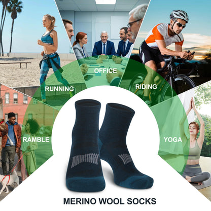90% Merino Wool Socks for Men and Women,Casual Breathable Soft,3 Pairs