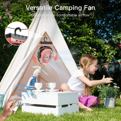 FRIZCOL 3-in-1 Camping Fan - Portable Fans Rechargeable - 24000mAh Battery Powered Fan with Light & Remote for Indoor, Outdoor, Tent, Travel, Fishing, Jobsite, Gifts for Men Dad Him - Green