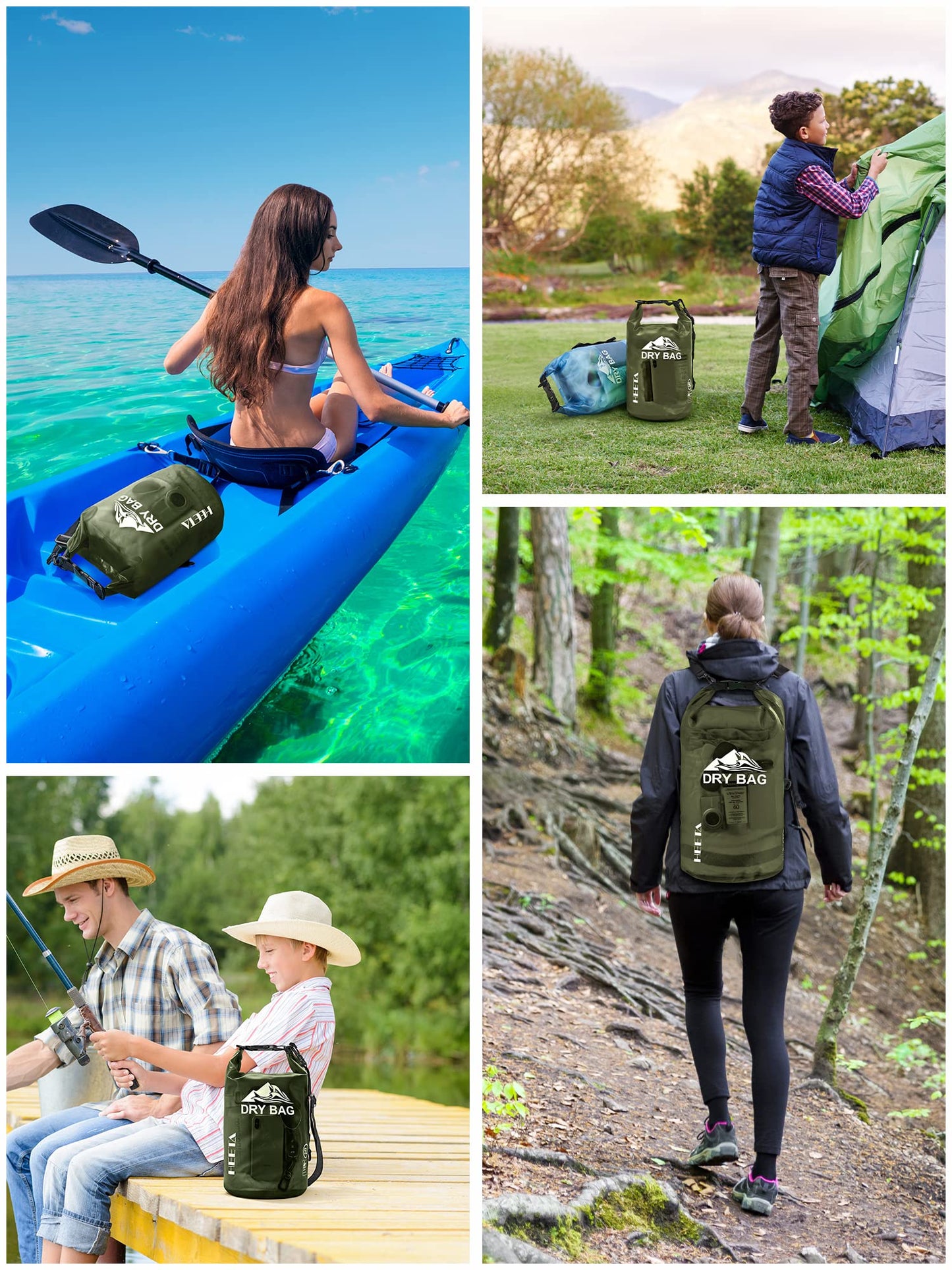 HEETA Dry Bag Waterproof for Women Men, 5L/10L/20L/30L/40L Roll Top Lightweight Dry Storage Bag Backpack with Phone Case for Travel Swimming Boating Kayaking Paddle Board Camping Beach Accessories