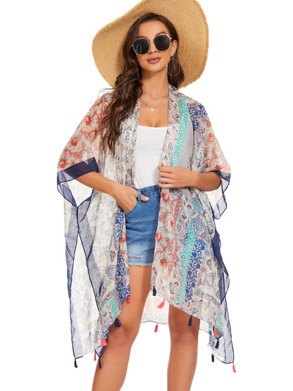 Breezy Lane Women's Kimono Cardigan Summer Swimsuit Coverups Beach Cover Up with Floral Print for Vacation