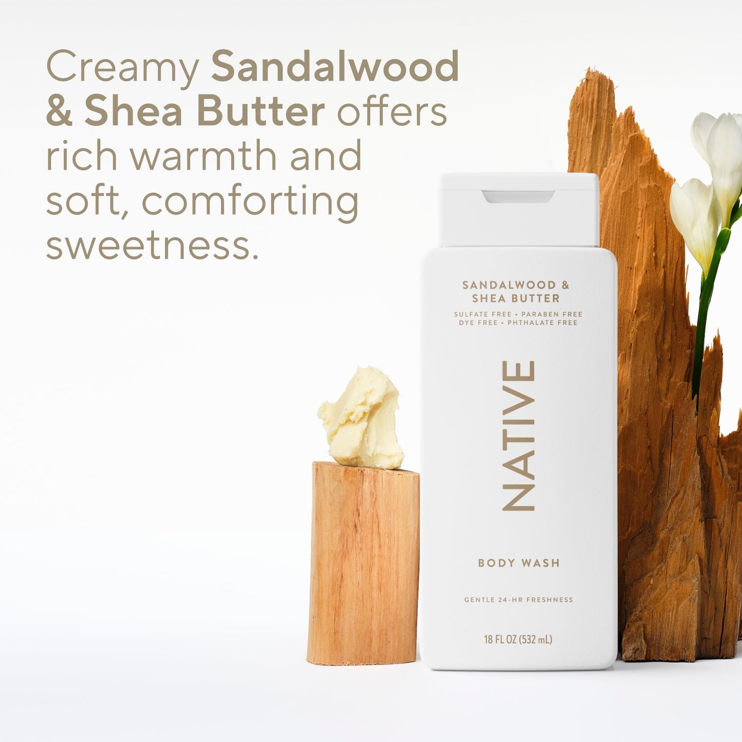 Native Body Wash Contains Naturally Derived Ingredients | For Women & Men, Sulfate, Paraben, & Dye Free Leaving Skin Soft and Hydrating | Sea Salt & Cedar 18 oz